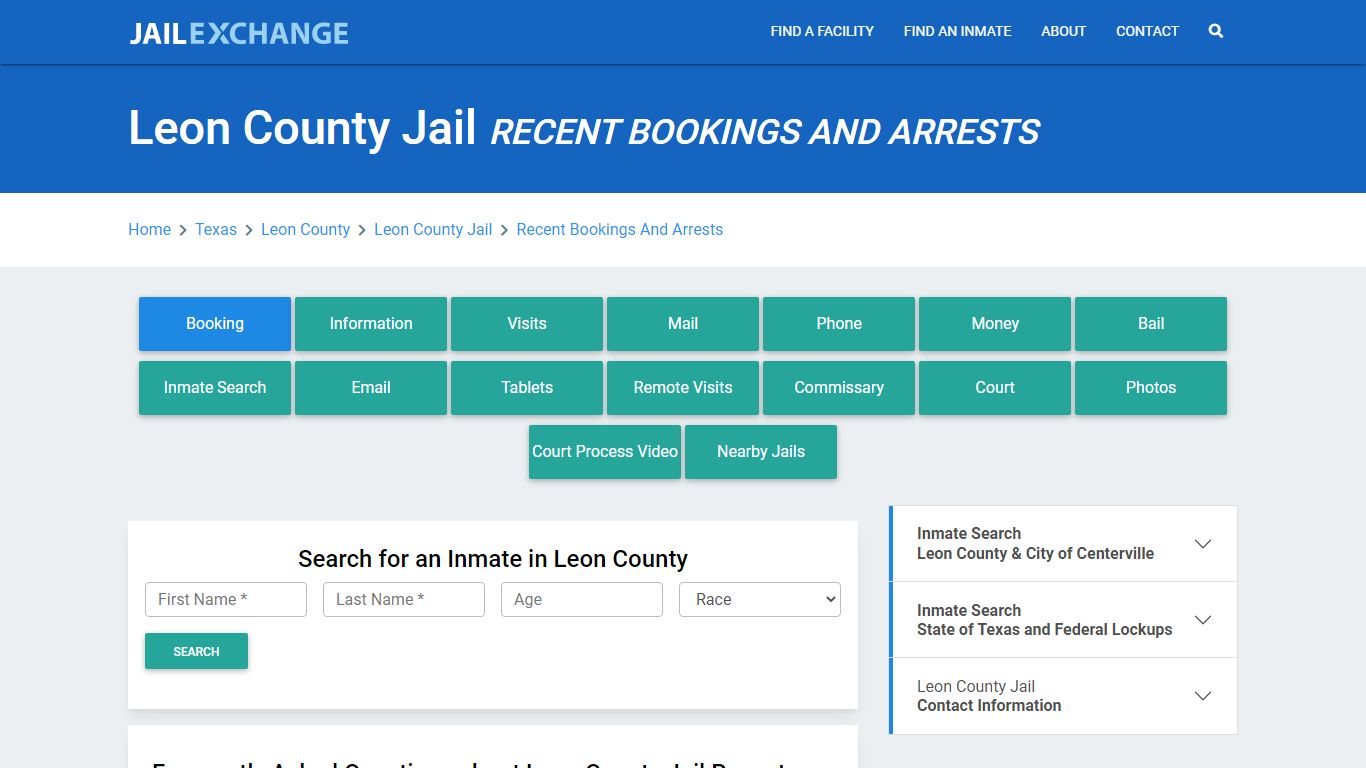 Leon County Jail TX Recent Arrests and Bookings - Jail Exchange