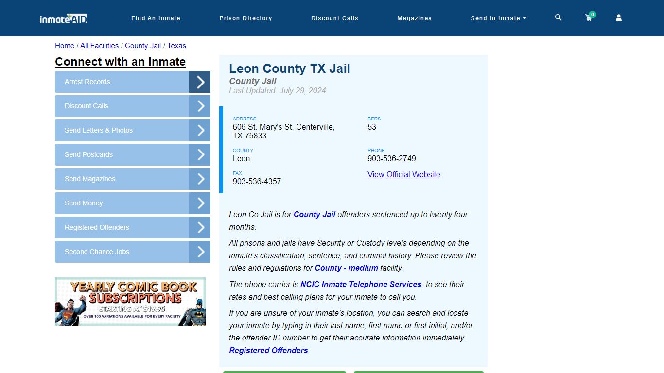 Leon County TX Jail - Inmate Locator